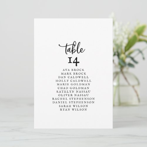 Rustic Script Table Number Seating Chart Cards