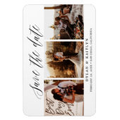 Rustic Script Three Photos Save the Date 4x6 Magnet | Zazzle