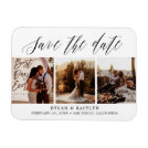 Rustic Script Three Photos Save the Date Magnet