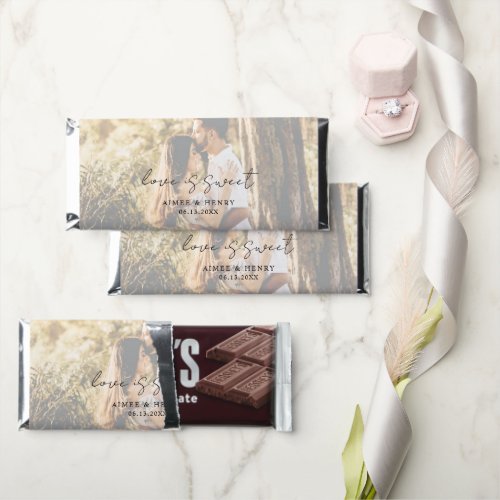 Rustic Script Typography Modern Photo Wedding Hershey Bar Favors