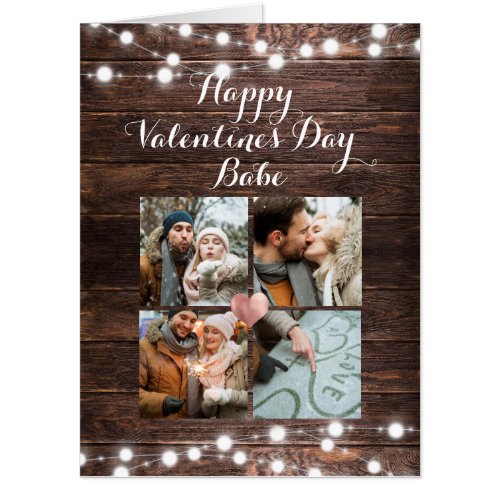 Rustic Script Valentines Day Photo Collage Jumbo Card