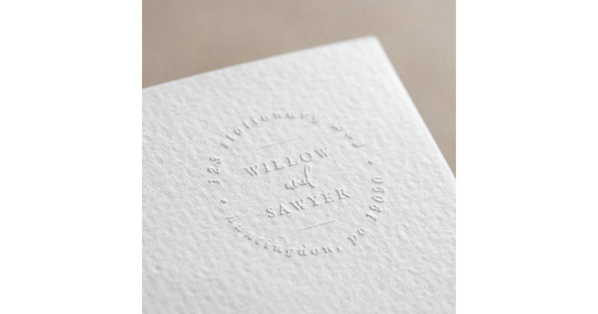 Embosser Script Rustic Script Wedding Circular Address Embosser | Zazzle
