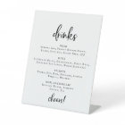 Rustic Script Wedding Drinks Menu Sign
