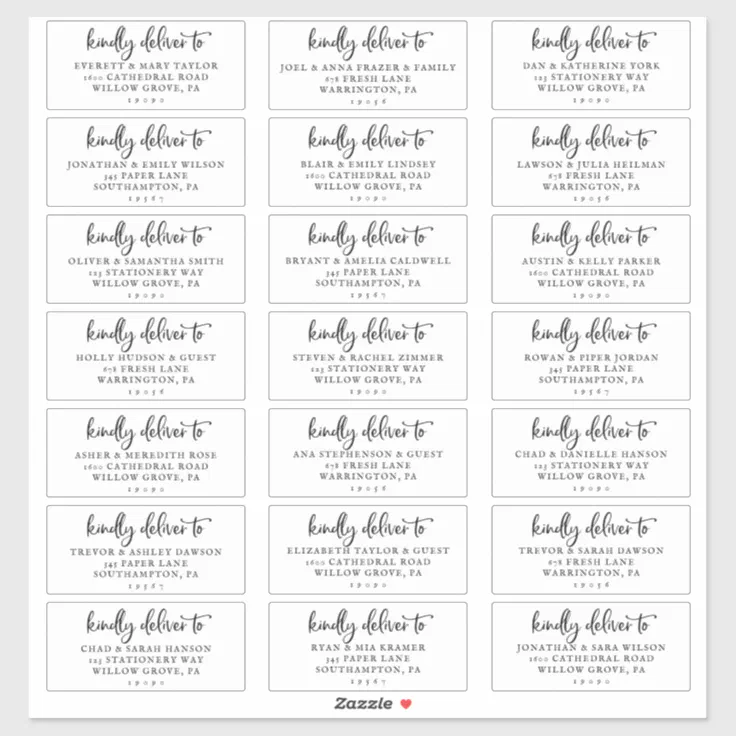 Wedding guest address labels
