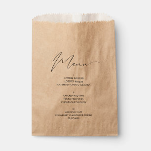 Rustic Script Wedding Menu Bread Bag Kraft Paper