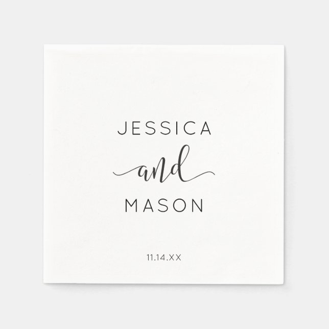 Rustic Script Wedding Napkin Cocktail Napkin (Front)