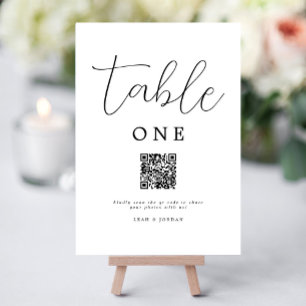 Rustic Script Wedding QR Code Table Number