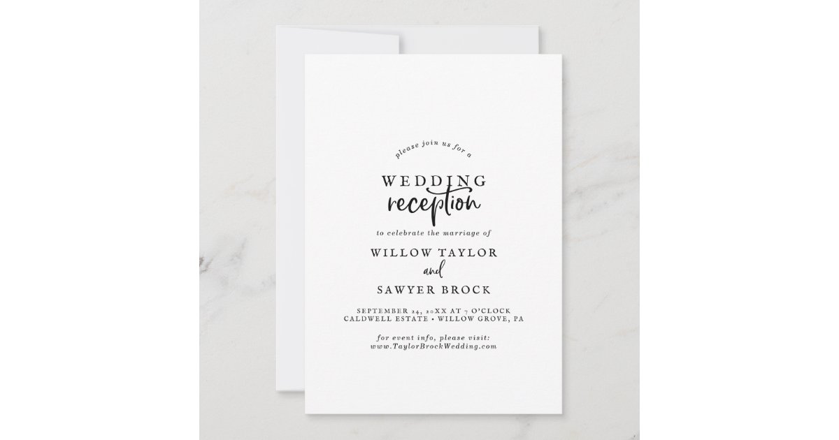 Rustic Script Wedding Reception Invitation | Zazzle