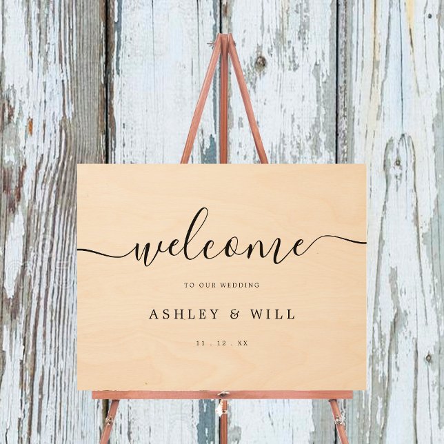 Rustic Script Wedding Reception Wood Welcome Sign  (Creator Uploaded)