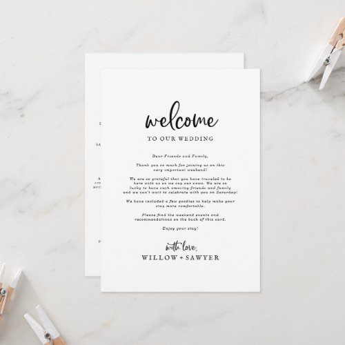 Rustic Script Wedding Welcome Letter  Itinerary
