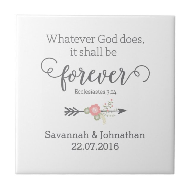 Rustic Scripture Christian Art Wedding Gift Ceramic Tile (Front)