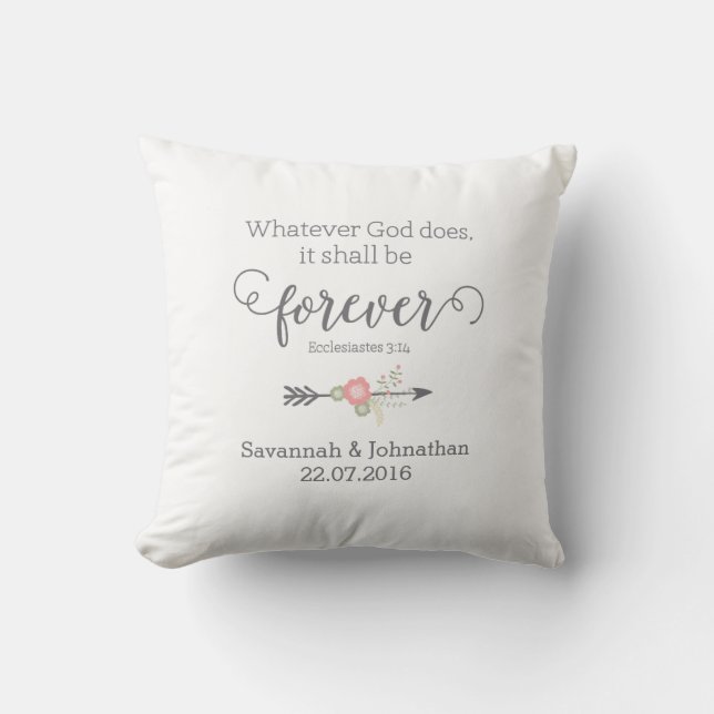 Rustic Scripture Christian Art Wedding Gift Throw Pillow (Front)