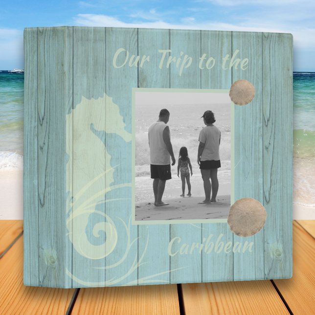 Rustic Sea Green Family Vacation Album 3 Ring Binder (Creator Uploaded)
