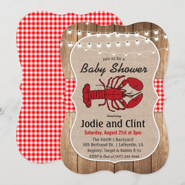 Rustic Seafood Boil Baby Shower Invitation (Front/Back)