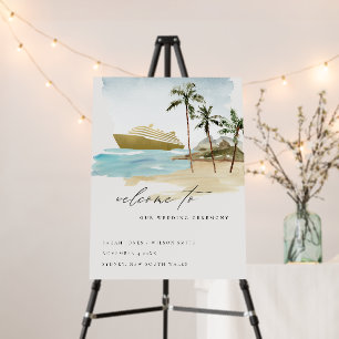 Rustic Seascape Beach Cruise Palm Wedding Welcome Foam Board