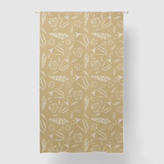 Rustic Seashell Pattern Sand Beach Themed Blackout Curtains