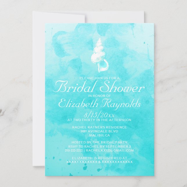 Rustic Seashells Destination Bridal Shower Invites (Front)