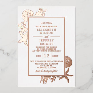 Rustic Seashells Marine Ocean Beach Wedding Foil Invitation