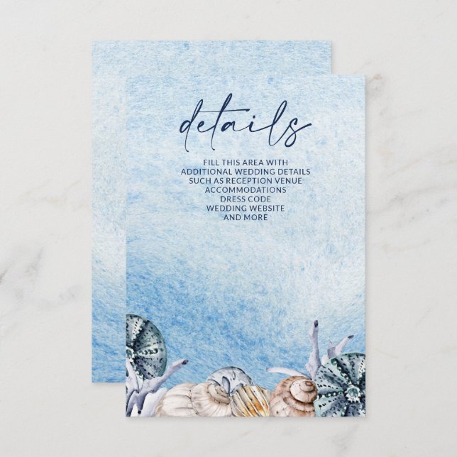 Rustic Seashells Ocean Sea Summer Beach Wedding Enclosure Card (Front/Back)