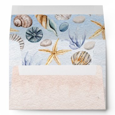 Rustic Seashells Ocean Sea Summer Beach Wedding Envelope