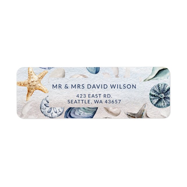 Rustic Seashells Ocean Sea Summer Beach Wedding Label (Front)
