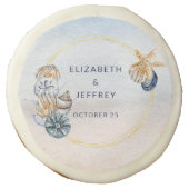Rustic Seashells Ocean Sea Summer Beach Wedding Sugar Cookie (Front)
