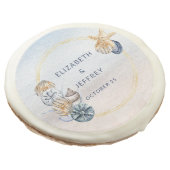 Rustic Seashells Ocean Sea Summer Beach Wedding Sugar Cookie (Angled)