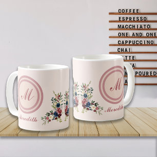 Rustic Season Florals Custom Monogram Coffee Mug