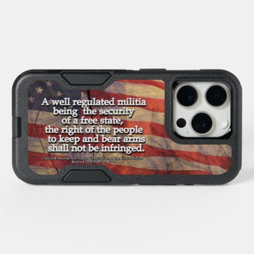 Rustic Second Amendment Typography US Flag iPhone 15 Pro Case