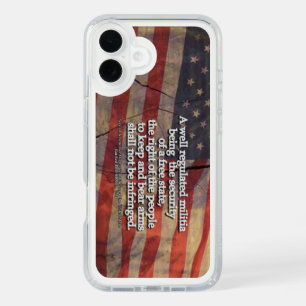Rustic Second Amendment Typography US Flag iPhone 16 Plus Case