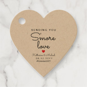 Rustic sending you s'more love heart shaped favor tags