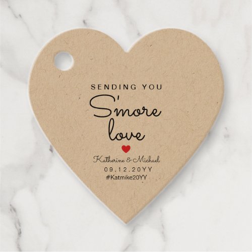 Rustic sending you smore love heart shaped favor tags