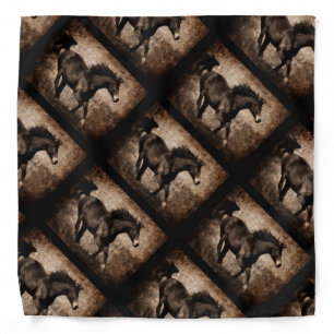 Rustic Sepia Galloping Horse Bandana