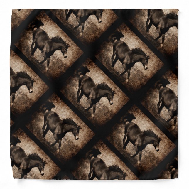 Rustic Sepia Galloping Horse Bandana (Front)