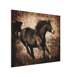 Rustic Sepia Galloping Horse Canvas Print | Zazzle