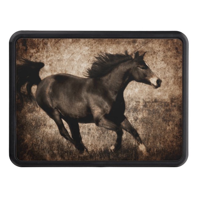 Rustic Sepia Galloping Horse Tow Hitch Cover (Front)