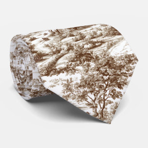 Rustic Sepia Homestead Pumpkin Toile Pattern Neck Tie