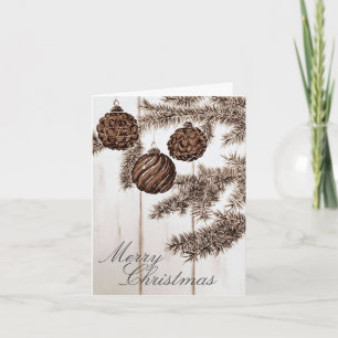 Rustic Sepia Minimalist Merry Christmas Holiday Card