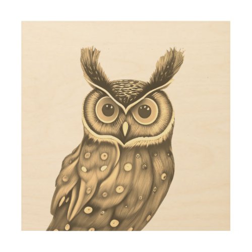 Rustic Sepia Tones Owl Wood  Wood Wall Art
