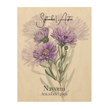 Rustic September Birth Flower Aster Design
