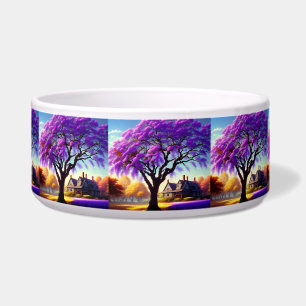 **"Rustic Serenity: The Purple Jacaranda's Embrace Bowl