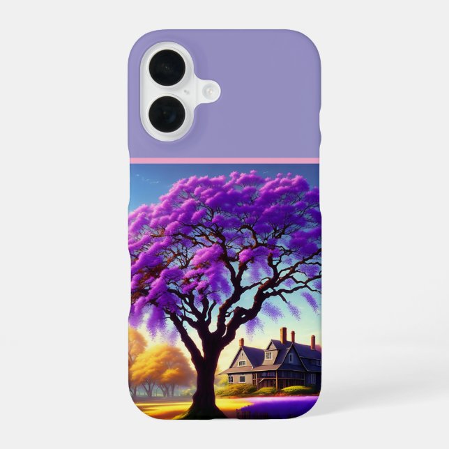 **"Rustic Serenity: The Purple Jacaranda's Embrace iPhone Case (Back)