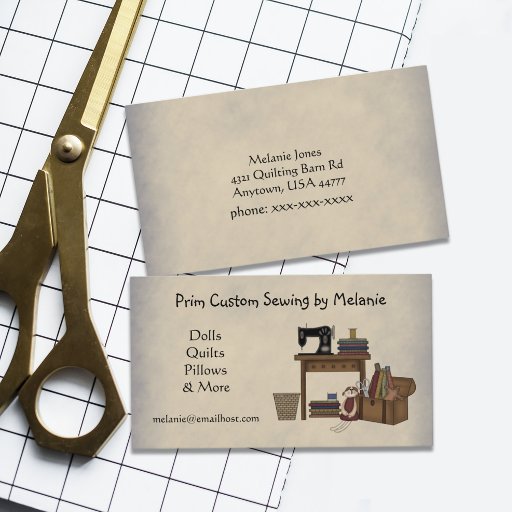 Customizable Rustic Sewing Arts Business Card
