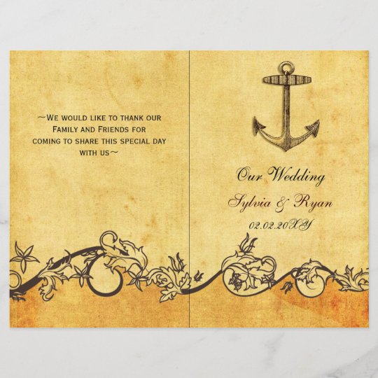 Rustic Shabby Chic Anchor Nautical Wedding Program Zazzle Com