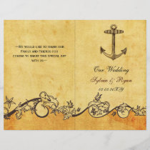 Rustic shabby chic anchor nautical Wedding program
