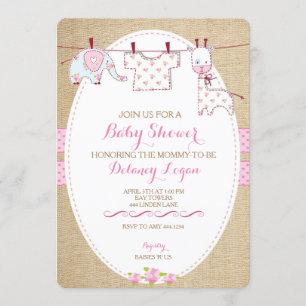Rustic Shabby Chic Baby Shower Girl Invitations