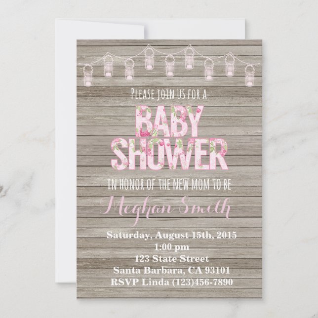 Rustic Shabby Chic Baby Shower Invitation (Front)