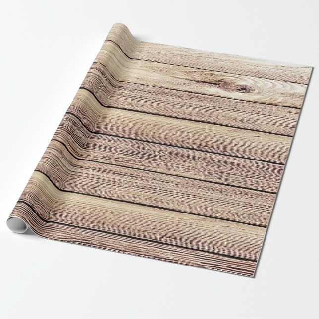 Rustic Shabby Chic Birch Wood Wrapping Paper (Unrolled)