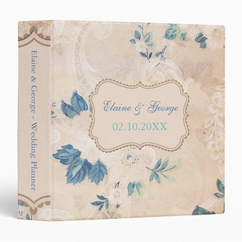 Rustic Shabby Chic Blue Vintage Wedding Planner 3 Ring Binder