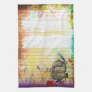 Rustic Shabby Chic Colorful Vintage Floral Kitchen Towel